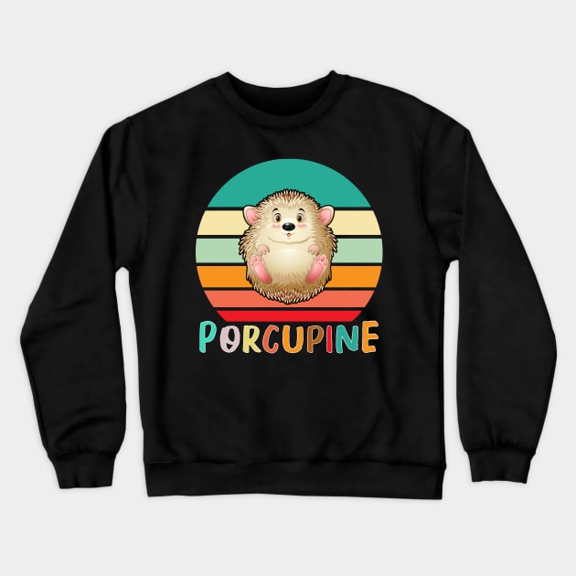 Vintage Retro Porcupine Crewneck Sweatshirt by adrinalanmaji